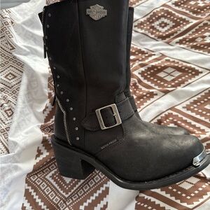 Harley-Davidson Women's Black Moto Boots with Silver Accents